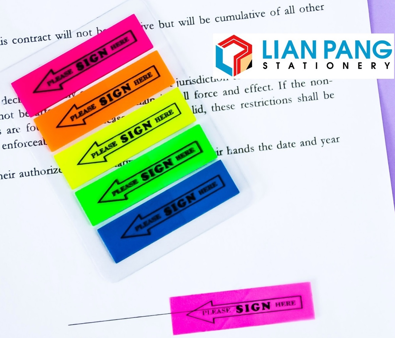  please sign here sticky notes 5 colour in one set